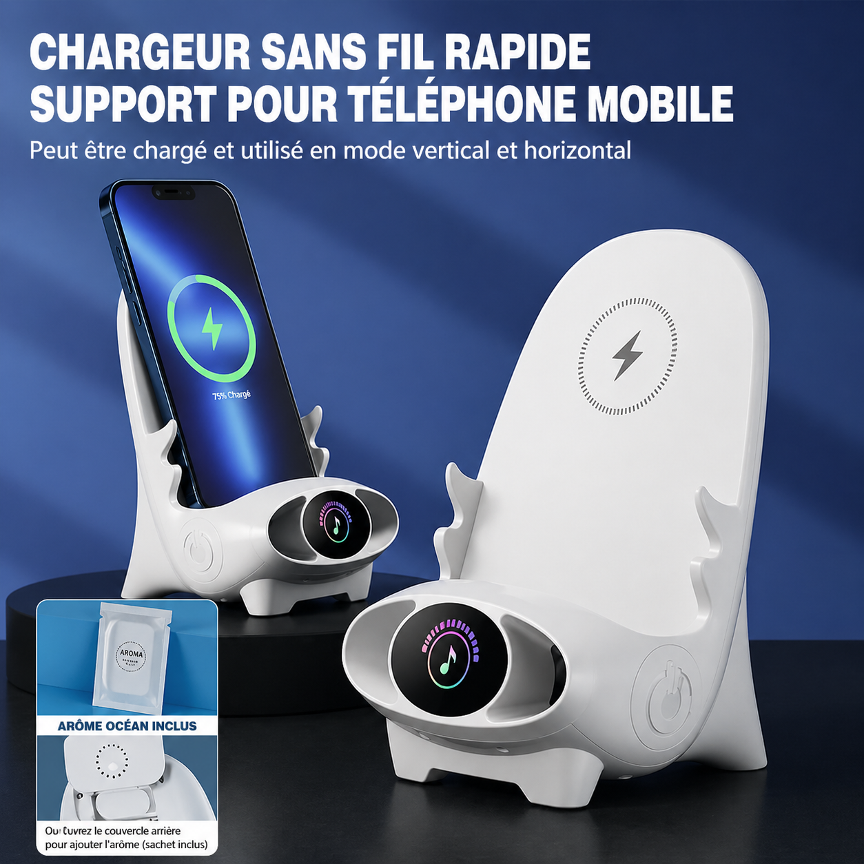 Mini-Chaise Élégante | Chargeur Rapide + Support Téléphone
