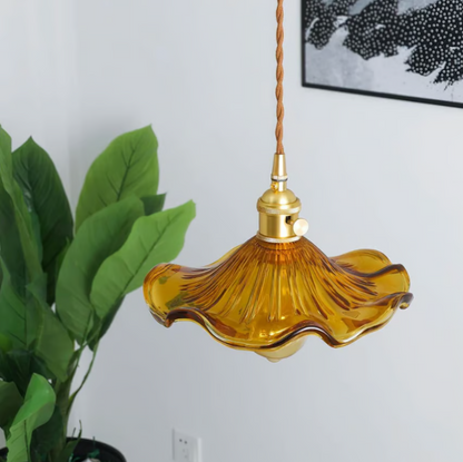 Brown Hibiscus Flower Pendant Lamp