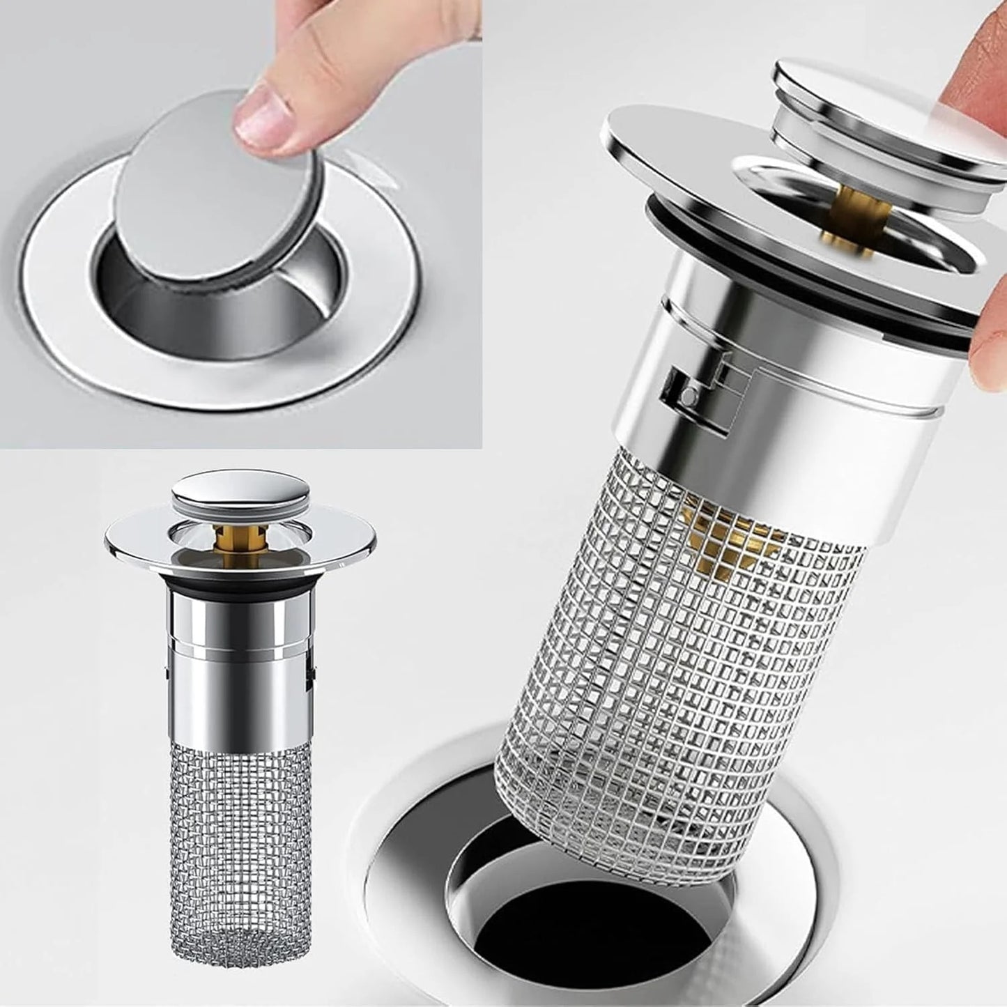 AquaShield InoxFlow™ – Pack 3 filtres de drain anti-bouchon en acier inoxydable