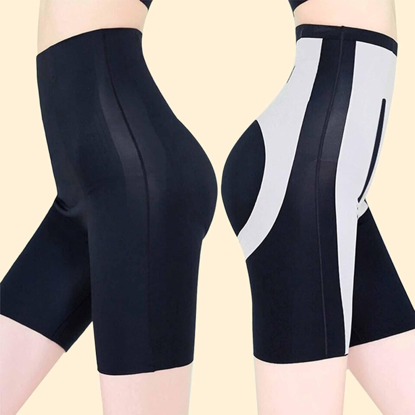DuoSculpt Elegance™ – Shapewear Longue Taille Haute (Nude & Noir)
